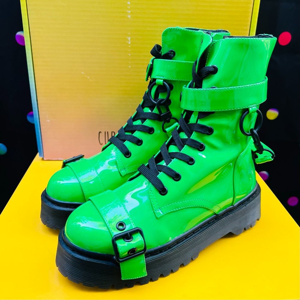 Current Mood Atomic Slime Green Combat Boots